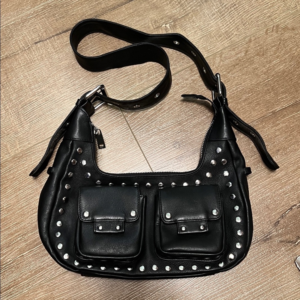 Elegant Black Studded Shoulder Bag